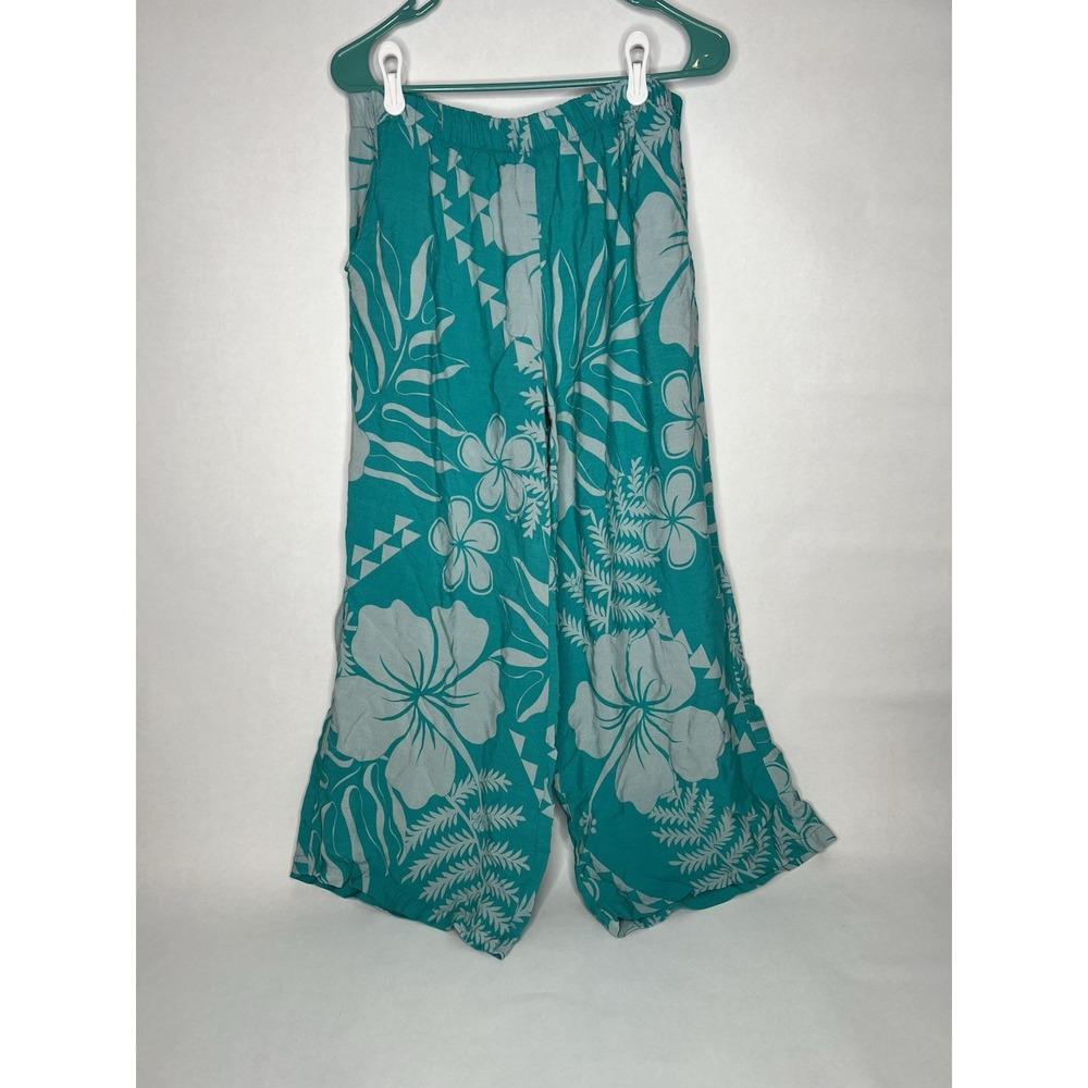 Makai Beach Womens Wide Leg Palazzo Pants Beachy Aloha M L XL Elastic‎
